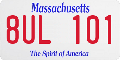 MA license plate 8UL101