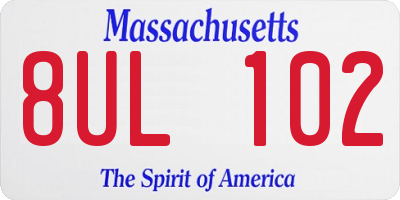 MA license plate 8UL102