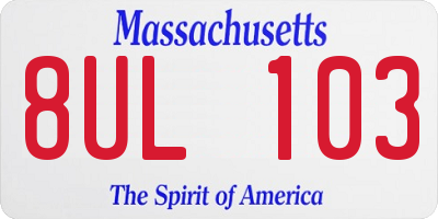MA license plate 8UL103