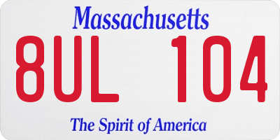 MA license plate 8UL104