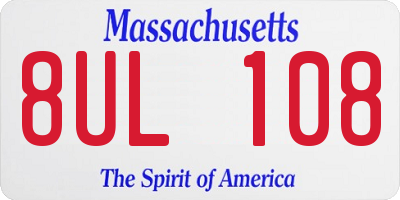 MA license plate 8UL108