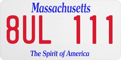 MA license plate 8UL111
