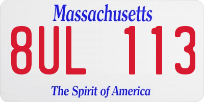MA license plate 8UL113