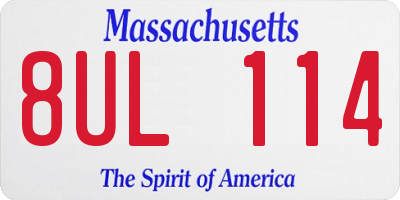 MA license plate 8UL114