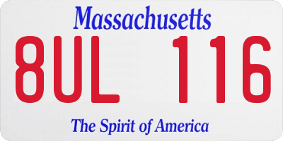 MA license plate 8UL116
