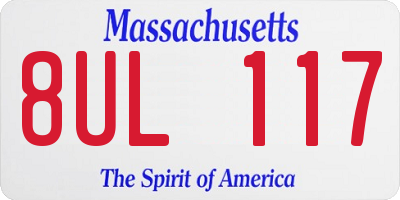 MA license plate 8UL117