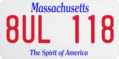 MA license plate 8UL118