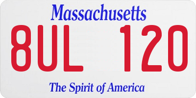 MA license plate 8UL120
