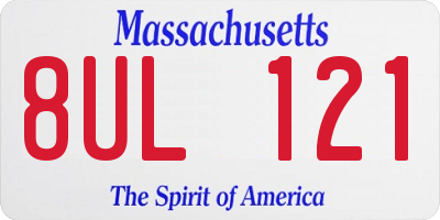 MA license plate 8UL121