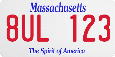 MA license plate 8UL123