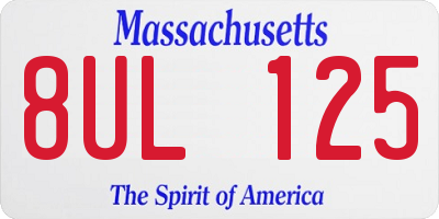MA license plate 8UL125