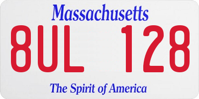 MA license plate 8UL128