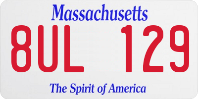 MA license plate 8UL129