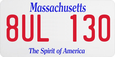 MA license plate 8UL130
