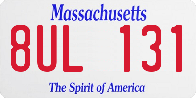 MA license plate 8UL131