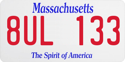 MA license plate 8UL133