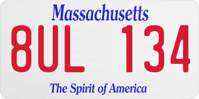 MA license plate 8UL134