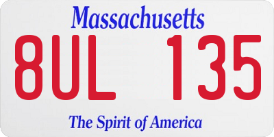 MA license plate 8UL135