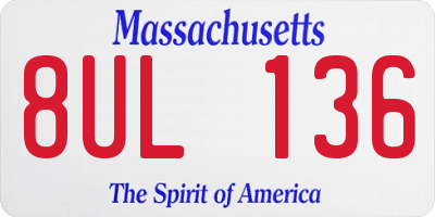 MA license plate 8UL136