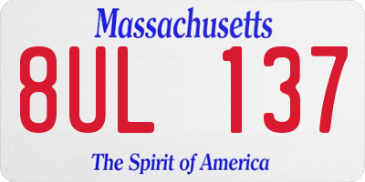 MA license plate 8UL137