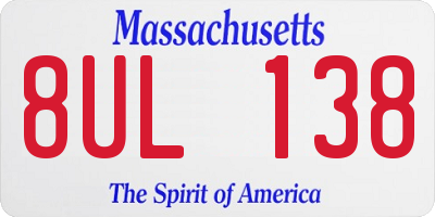 MA license plate 8UL138