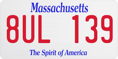 MA license plate 8UL139