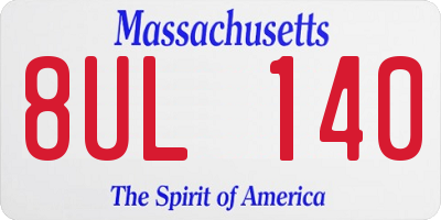 MA license plate 8UL140