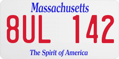 MA license plate 8UL142