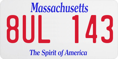 MA license plate 8UL143