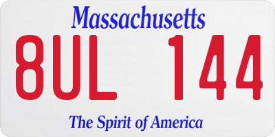 MA license plate 8UL144
