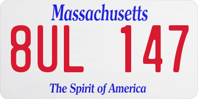 MA license plate 8UL147