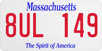 MA license plate 8UL149
