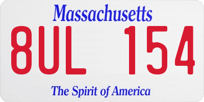 MA license plate 8UL154