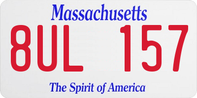 MA license plate 8UL157