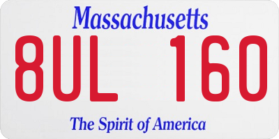 MA license plate 8UL160