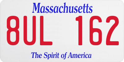 MA license plate 8UL162
