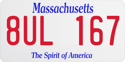 MA license plate 8UL167
