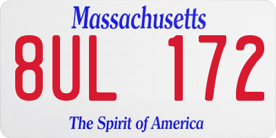 MA license plate 8UL172