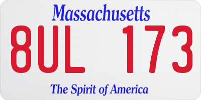 MA license plate 8UL173