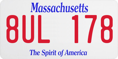 MA license plate 8UL178