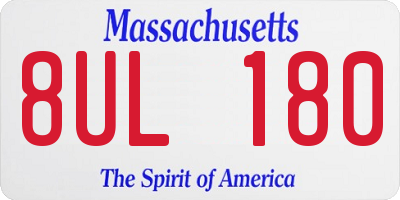MA license plate 8UL180