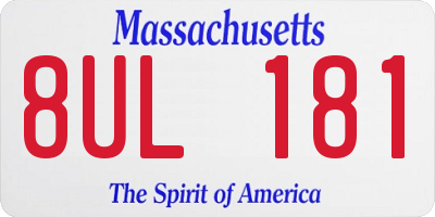 MA license plate 8UL181