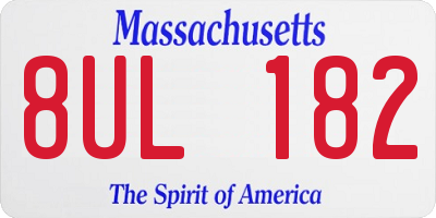 MA license plate 8UL182