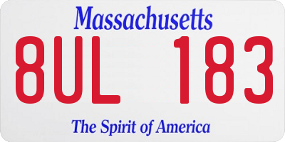 MA license plate 8UL183