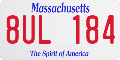 MA license plate 8UL184
