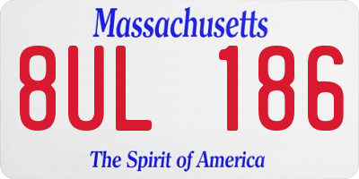MA license plate 8UL186