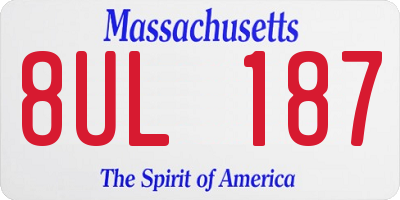 MA license plate 8UL187