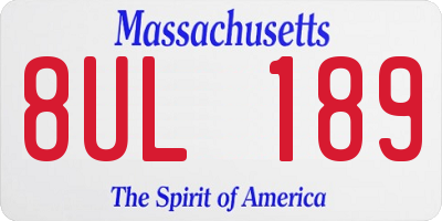 MA license plate 8UL189