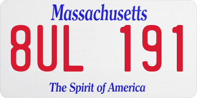 MA license plate 8UL191