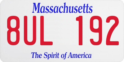MA license plate 8UL192